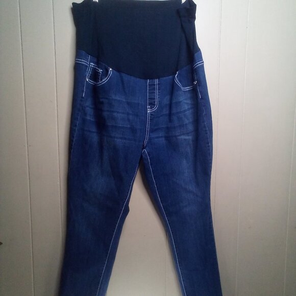Tala Maternity Jeans 2X Full Panel Straight Leg Embellished Pockets Blue - Picture 14 of 15